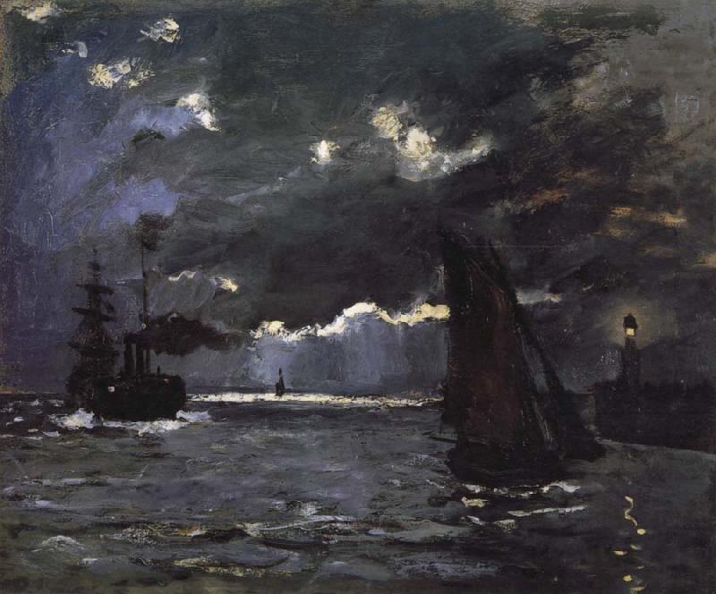 Claude Monet Seascape,Night Effect oil painting image
